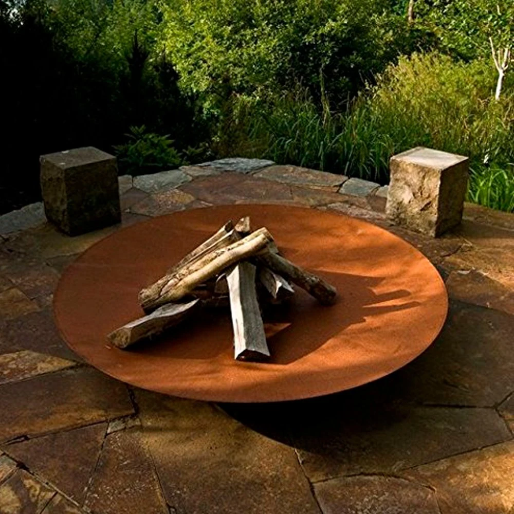 BBQ Fire Bowl Corten Steel Fire Pit with Grill Ring