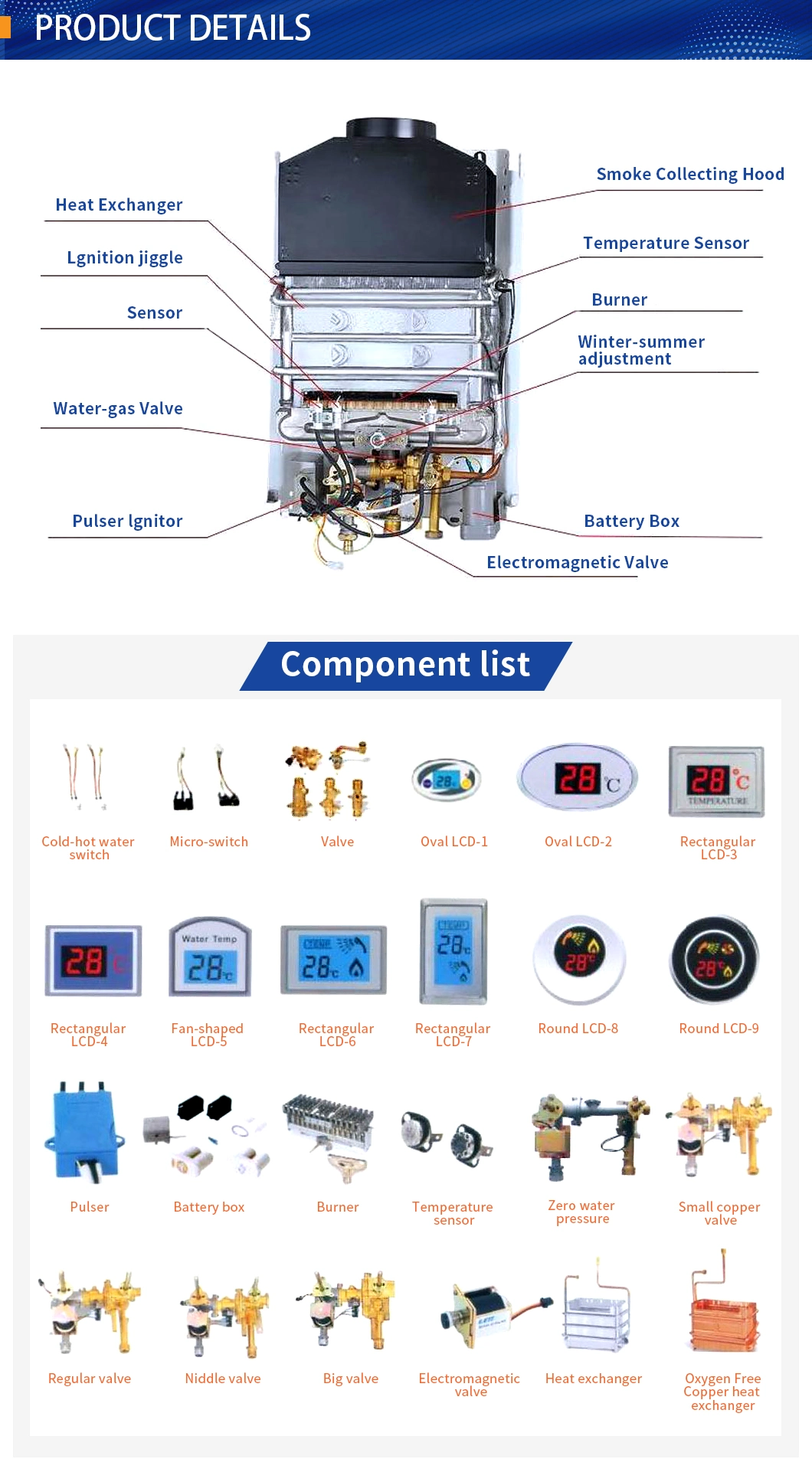 6L 8L 10L 12L Propane 36kw Tankless Instant Boiler Stainless Gas Geyser Gas Water Heater