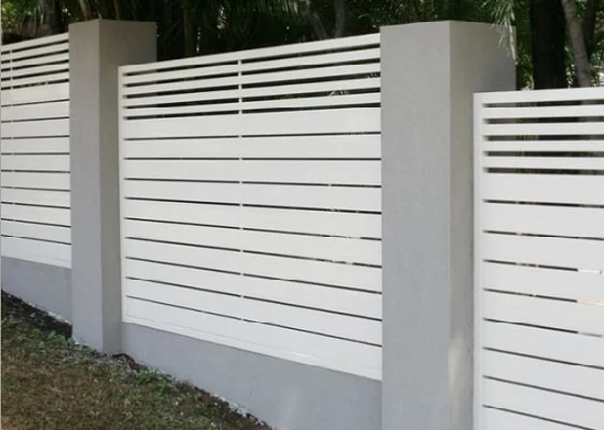 Nuova versatilità di design, griglia moderna, schermo per la privacy in metallo per esterni, recinzione a doghe in alluminio da giardino personalizzata per il mercato americano/australiano